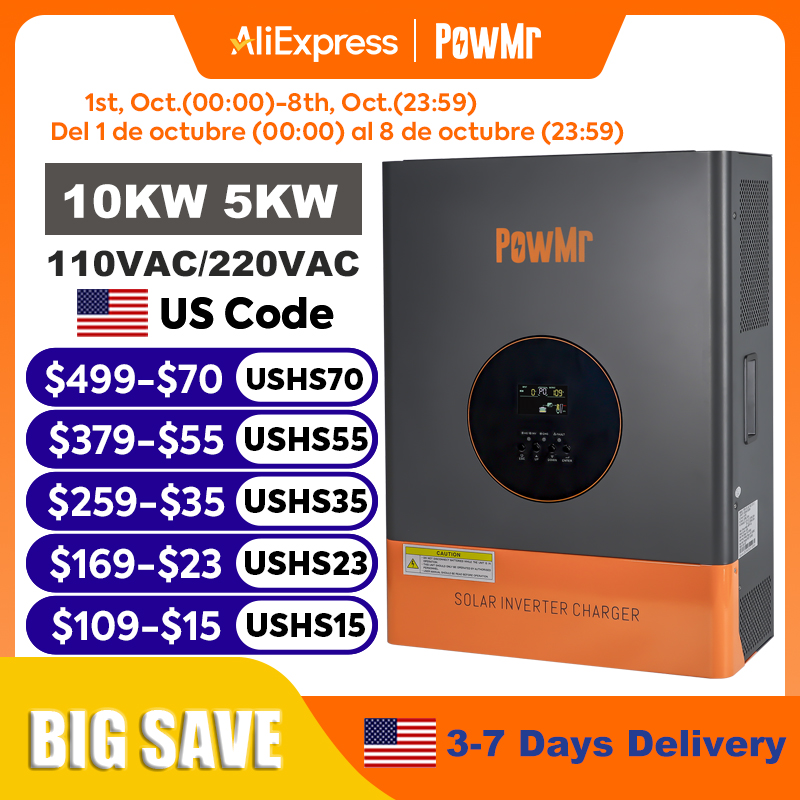 Инвертор PowMr 10 кВт/5 кВт, д – обзор и цена Split Phase Inverter 10Kw 110V 220V